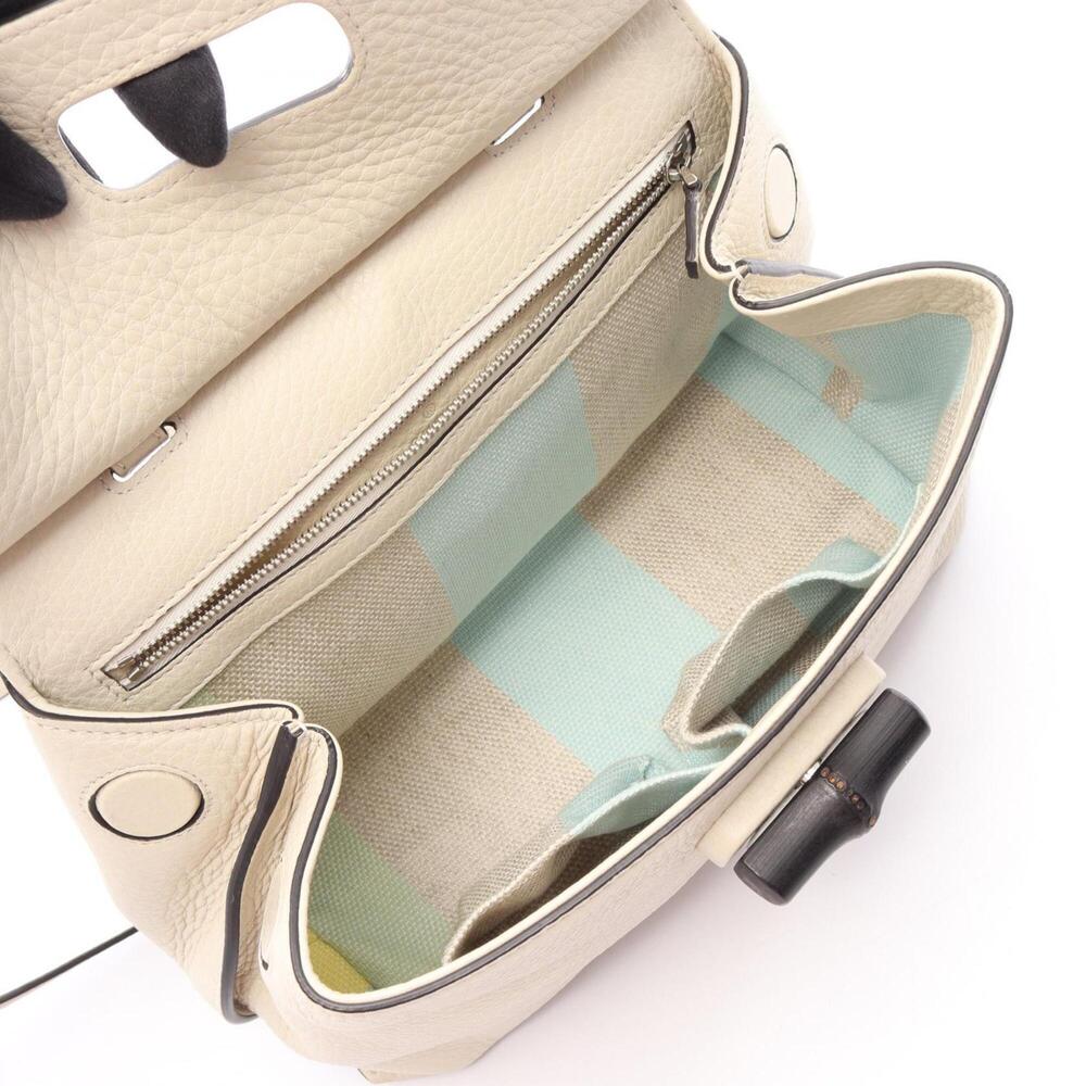 GUCCI White Leather Bamboo Bag - Picture 3 of 8